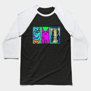 Lucky Cat Pop Art Graffiti Baseball T-Shirt